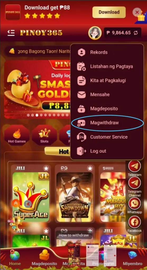 PINOY365 Withdrawal Setup Guide